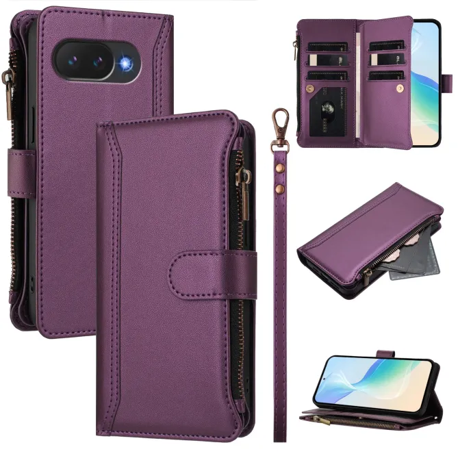 Housse Google Pixel 10a avec Lanière | 9 Cartes à Fermeture Zippée