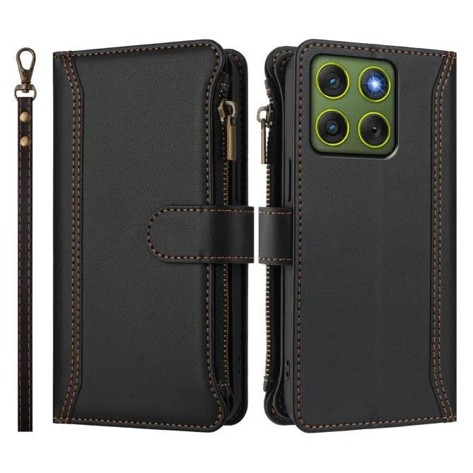 Housse Motorola Edge 70 avec Lanière | 9 Cartes à Fermeture Zippée