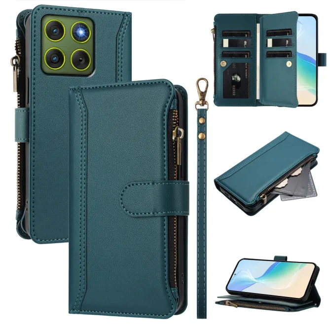 Housse Motorola Edge 70 avec Lanière | 9 Cartes à Fermeture Zippée