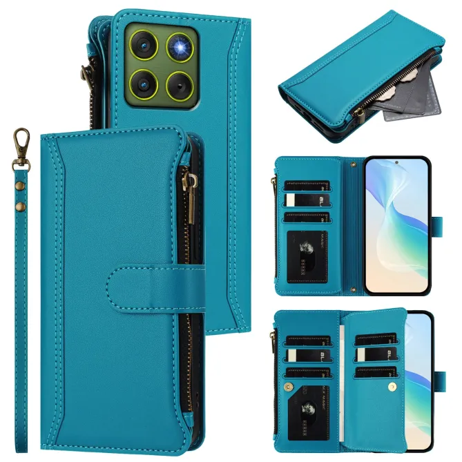 Housse Motorola Edge 70 avec Lanière | 9 Cartes à Fermeture Zippée