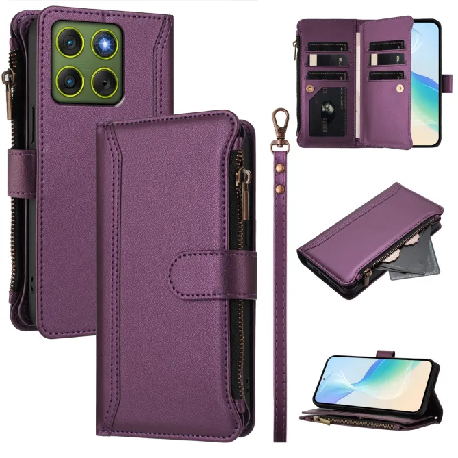Housse Motorola Edge 70 avec Lanière | 9 Cartes à Fermeture Zippée