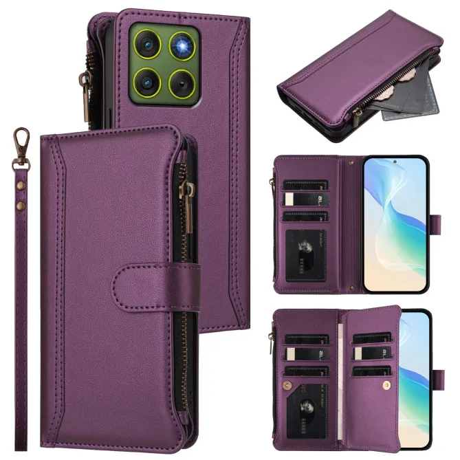 Housse Motorola Edge 70 avec Lanière | 9 Cartes à Fermeture Zippée