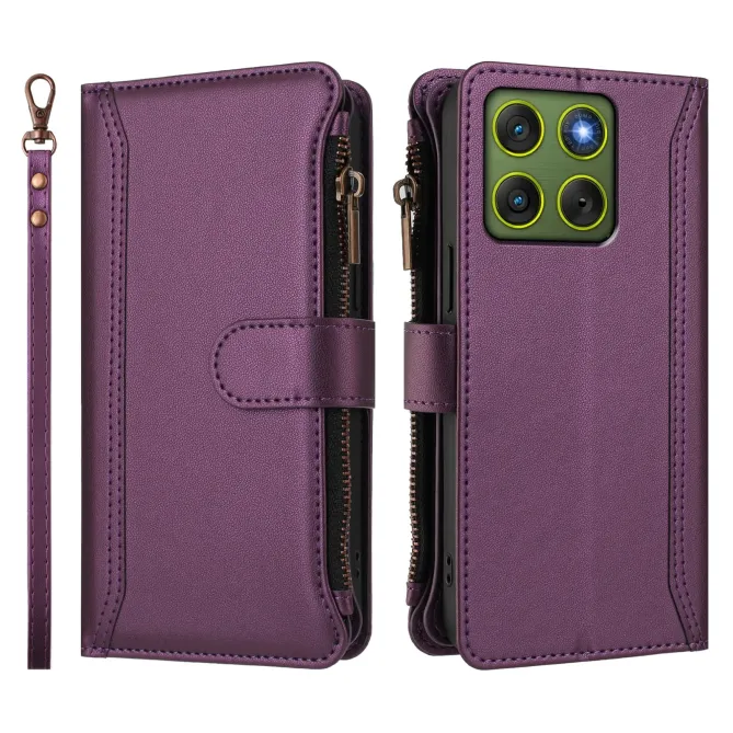 Housse Motorola Edge 70 avec Lanière | 9 Cartes à Fermeture Zippée
