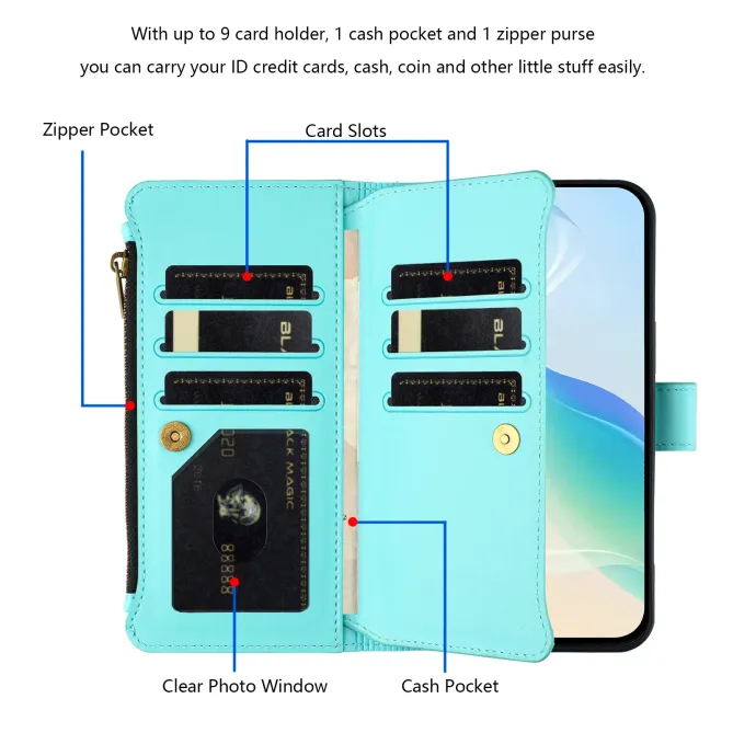 Housse Motorola Edge 70 avec Lanière | 9 Cartes à Fermeture Zippée