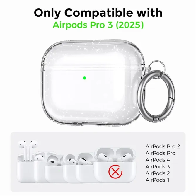 Coque AirPods Pro 3 transparente scintillante | CRYSTAL GLOW