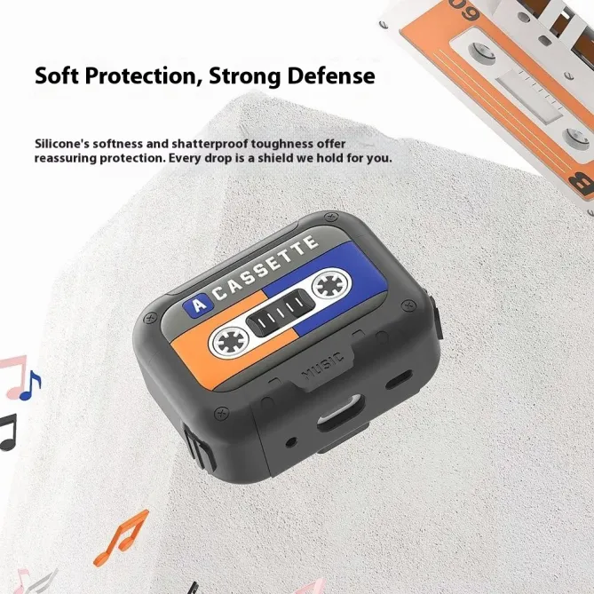 Coque Cassette Vintage AirPods 4 Silicone & Lanière | MÉMOIRE