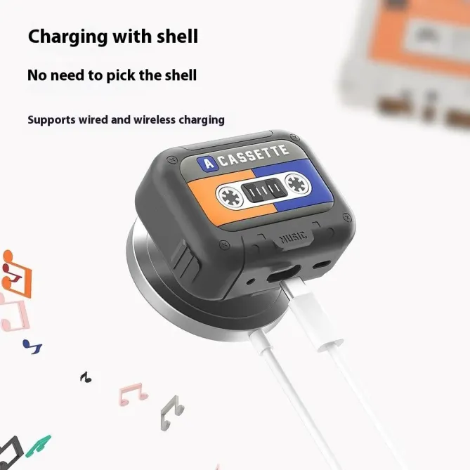 Coque Cassette Vintage AirPods 4 Silicone & Lanière | MÉMOIRE