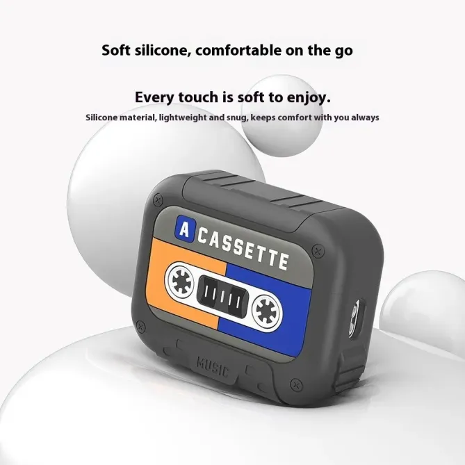 Coque Cassette Vintage AirPods 4 Silicone & Lanière | MÉMOIRE