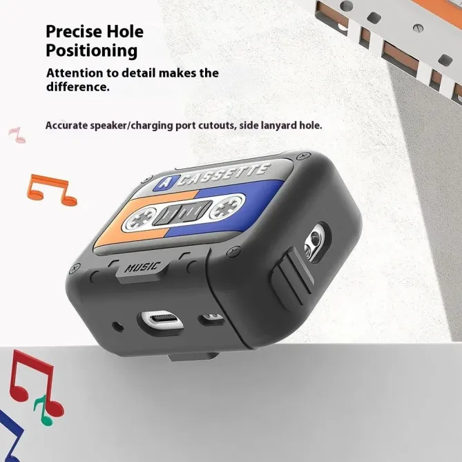 Coque Cassette Vintage AirPods 4 Silicone & Lanière | MÉMOIRE