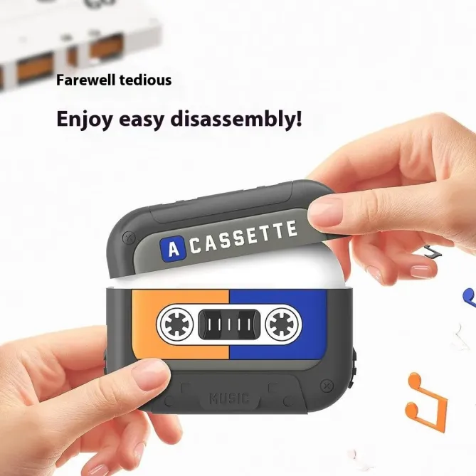 Coque Cassette Vintage AirPods 4 Silicone & Lanière | MÉMOIRE