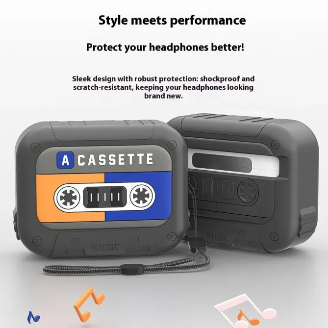 Coque Cassette Vintage AirPods 4 Silicone & Lanière | MÉMOIRE