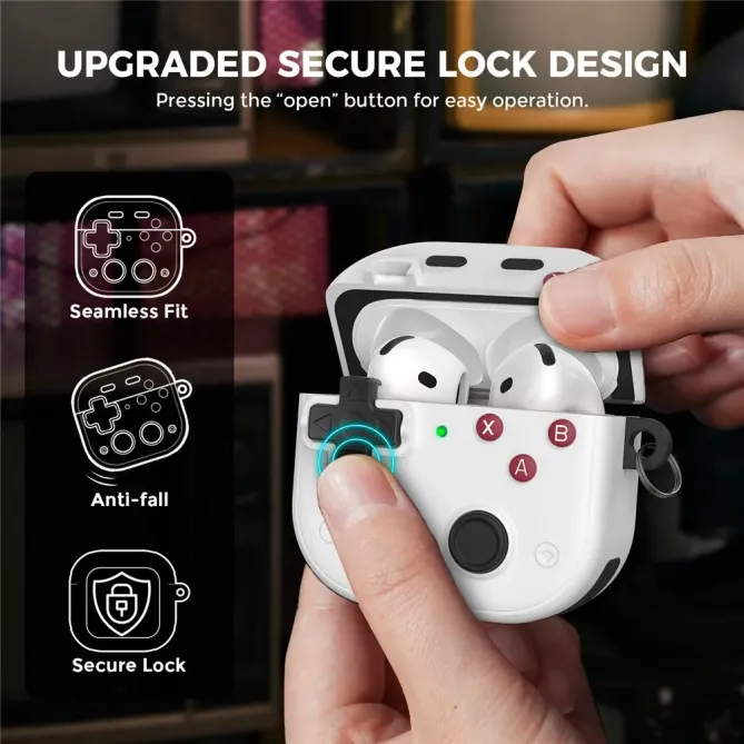 Coque Manette Rétro AirPods 4 Silicone + Mousqueton | PIXEL