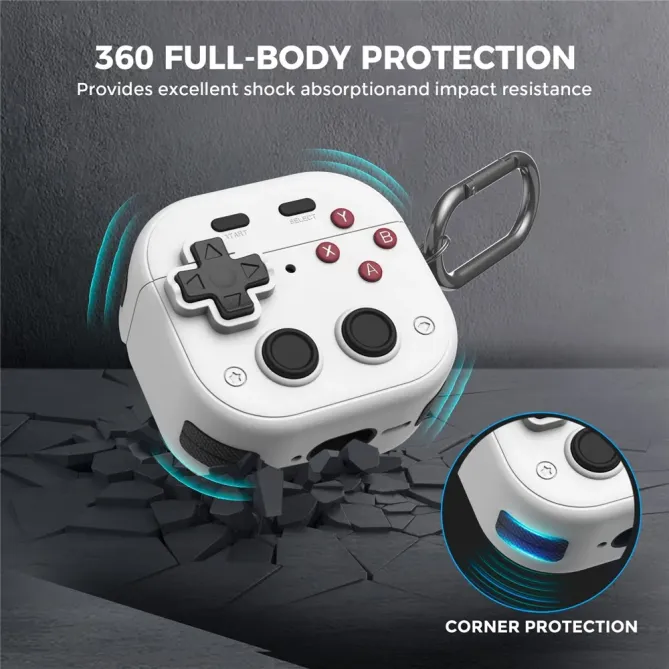 Coque Manette Rétro AirPods 4 Silicone + Mousqueton | PIXEL