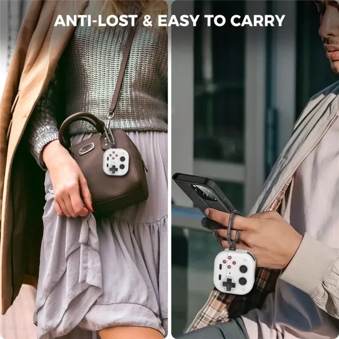 Coque Manette Rétro AirPods 4 Silicone + Mousqueton | PIXEL