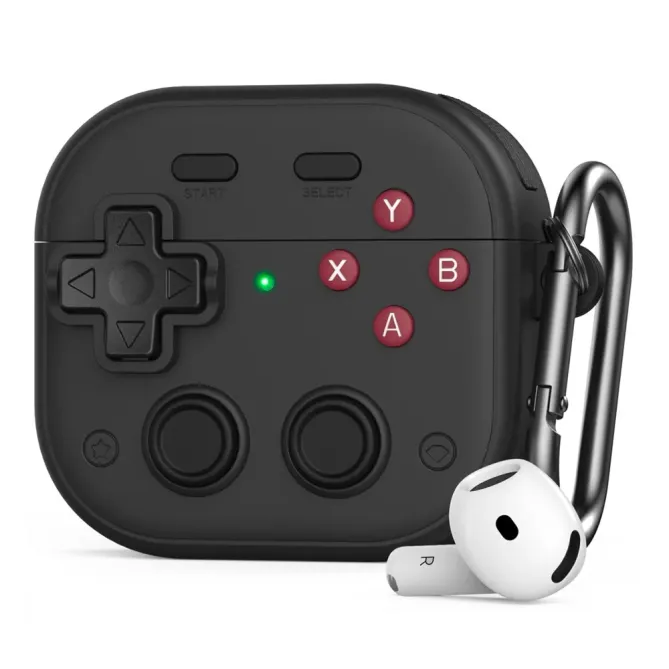 Coque Manette Rétro AirPods 4 Silicone + Mousqueton | PIXEL
