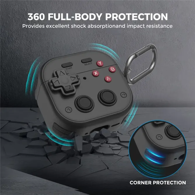 Coque Manette Rétro AirPods 4 Silicone + Mousqueton | PIXEL