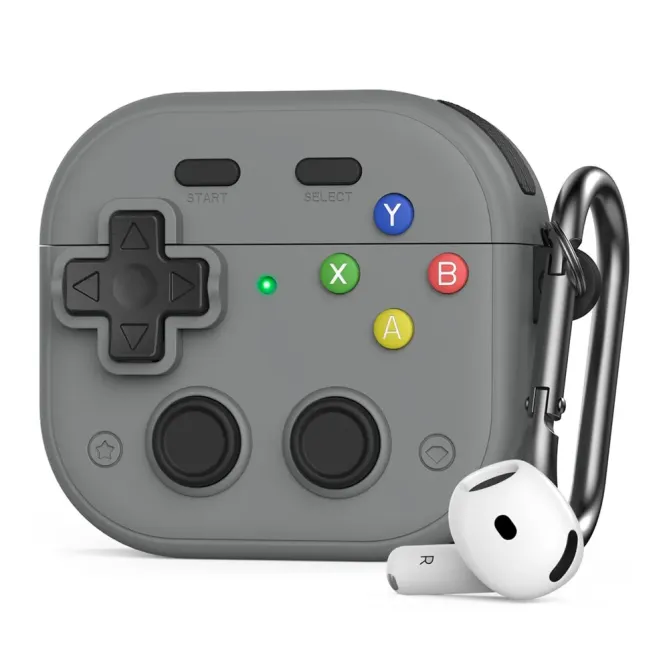 Coque Manette Rétro AirPods 4 Silicone + Mousqueton | PIXEL