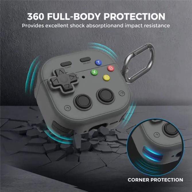 Coque Manette Rétro AirPods 4 Silicone + Mousqueton | PIXEL