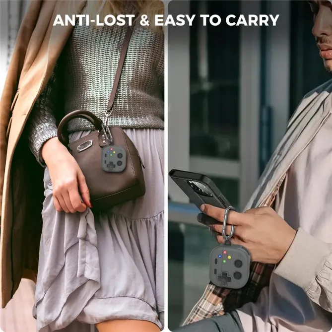 Coque Manette Rétro AirPods 4 Silicone + Mousqueton | PIXEL