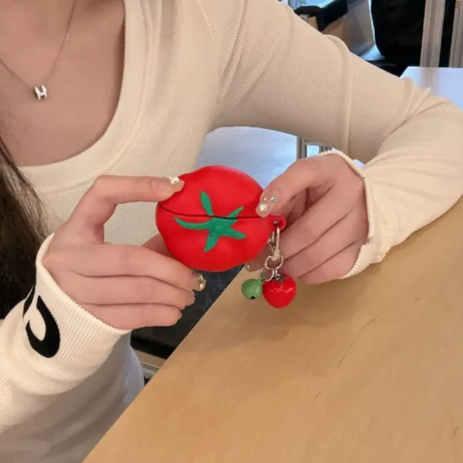 Coque Tomate Ludique AirPods 4 Silicone + Pendentif