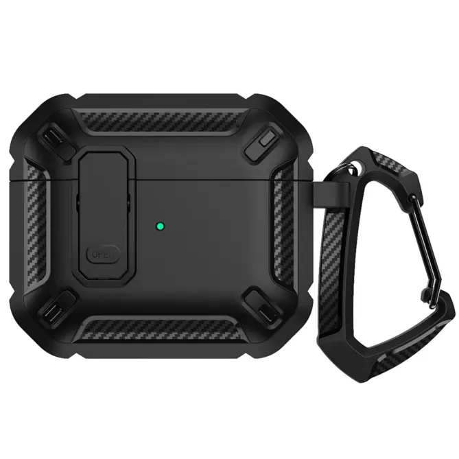 Coque AirPods 4 Fibre Carbone + Mousqueton | TITANE
