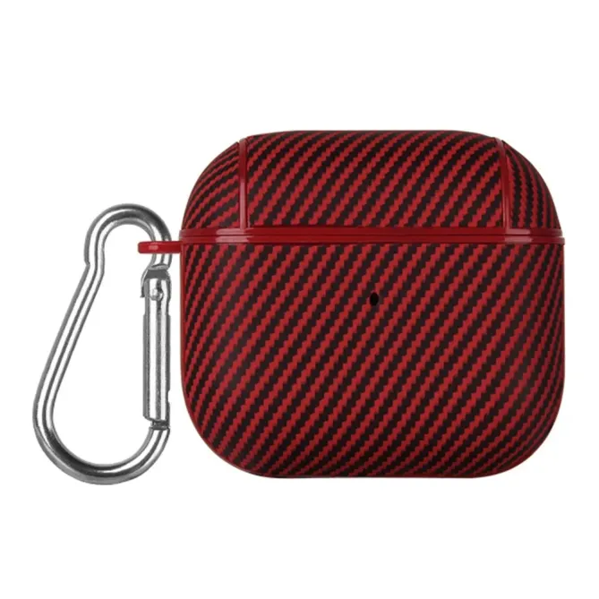 Coque Rigide AirPods 4 Texture Fibre de Carbone avec Mousqueton