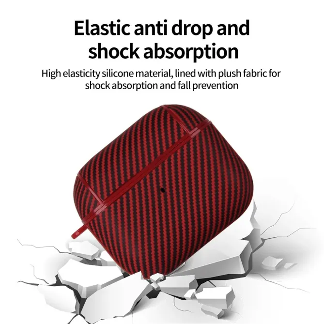 Coque Rigide AirPods 4 Texture Fibre de Carbone avec Mousqueton