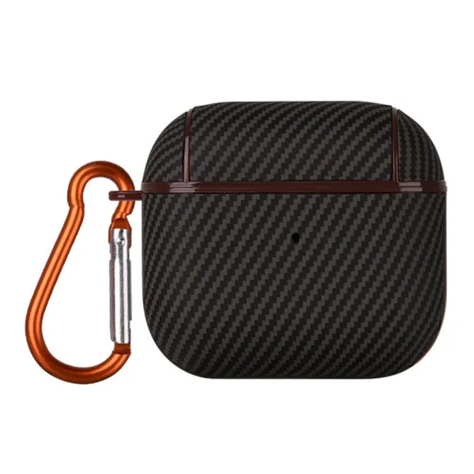 Coque Rigide AirPods 4 Texture Fibre de Carbone avec Mousqueton