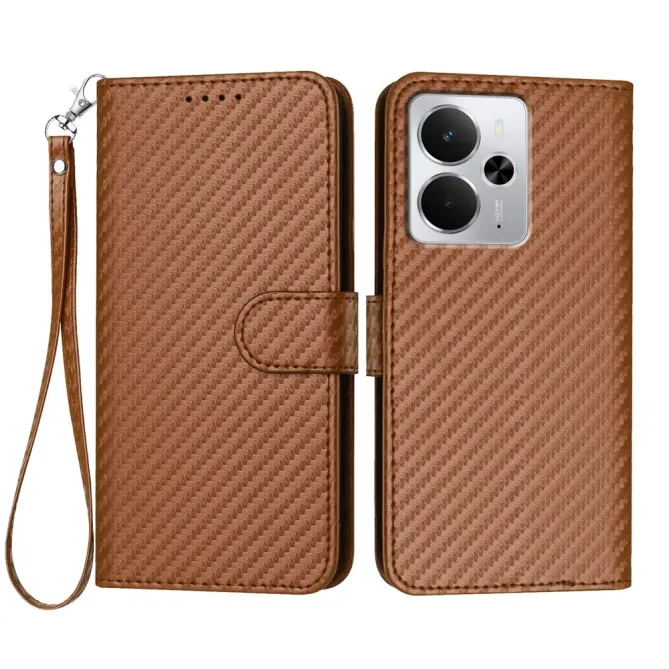 Housse Realme 14 5G / P3 5G / 14T 5G à Texture Carbone et Lanière