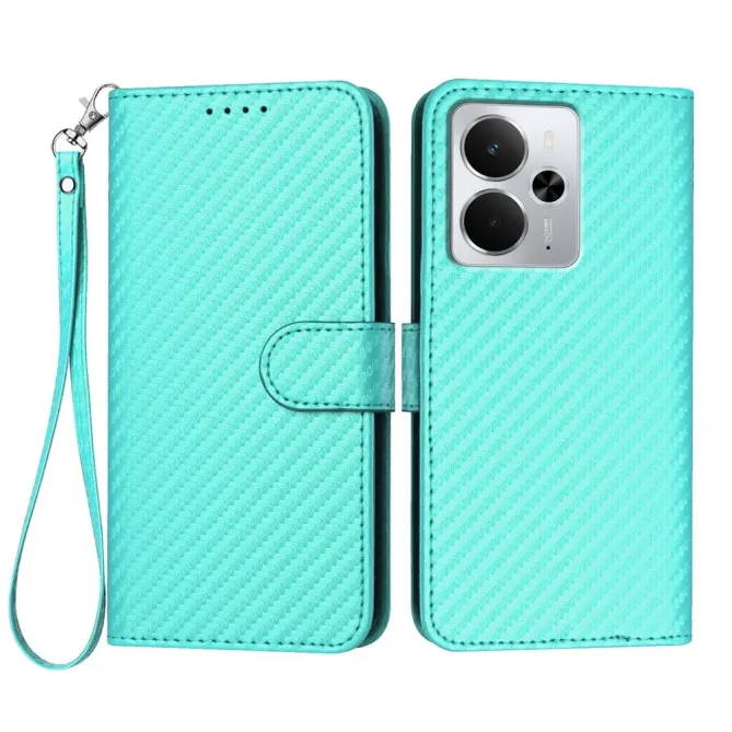 Housse Realme 14 5G / P3 5G / 14T 5G à Texture Carbone et Lanière