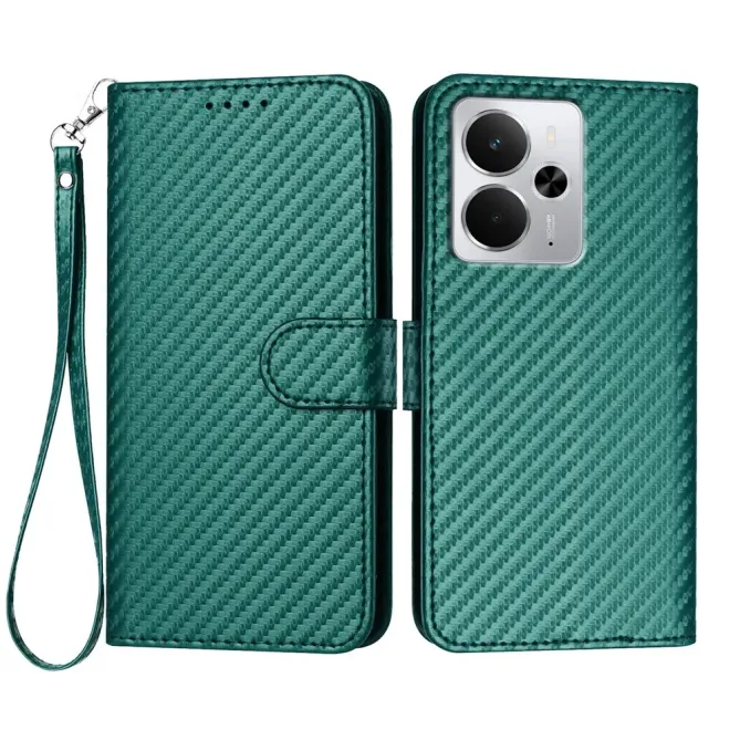 Housse Realme 14 5G / P3 5G / 14T 5G à Texture Carbone et Lanière