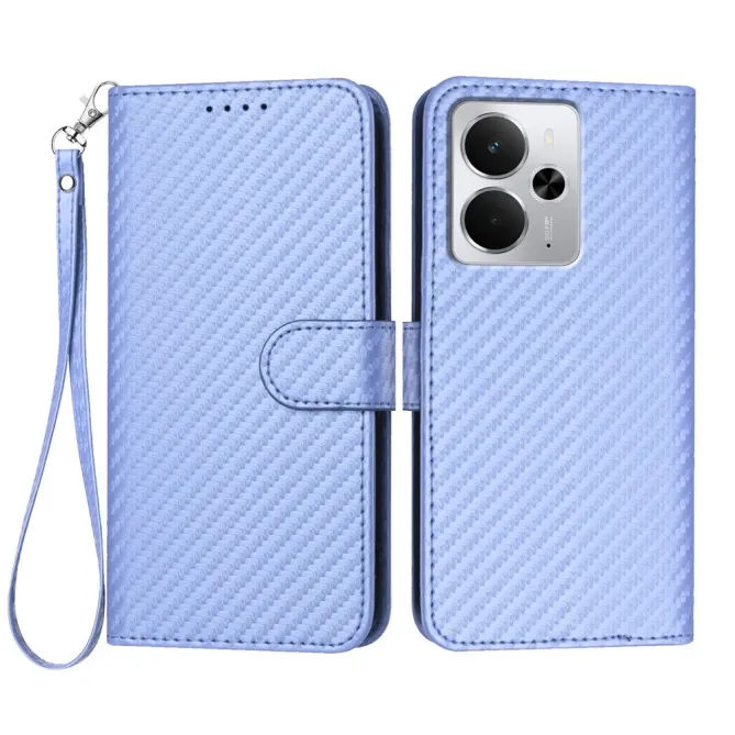 Housse Realme 14 5G / P3 5G / 14T 5G à Texture Carbone et Lanière