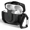 Coque AirPods 4 Armure Tactique Fibre Carbone avec Mousqueton