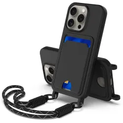 Coque iPhone 12 / 12 Pro avec Mini Cordon Silicone et Porte-carte