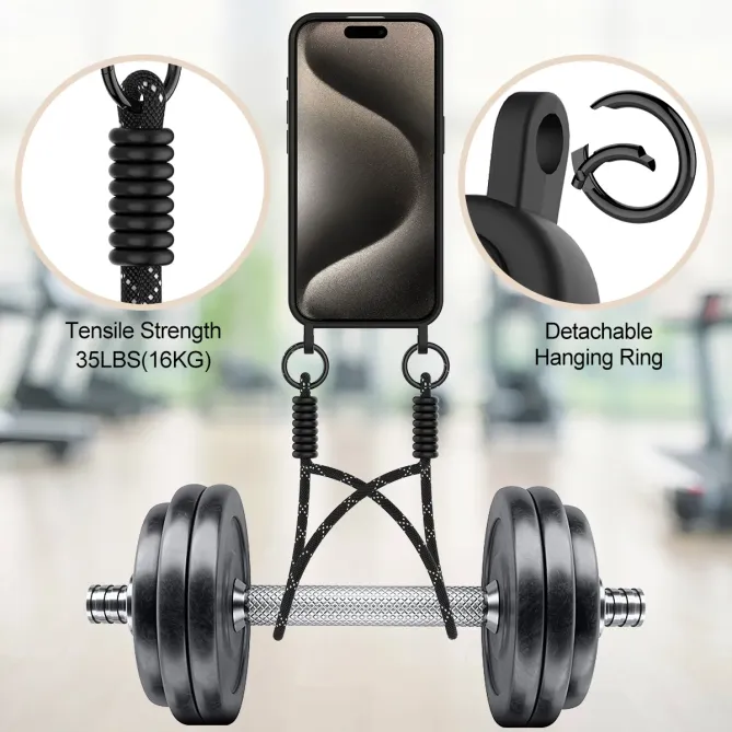 Coque iPhone 12 / 12 Pro avec Mini Cordon Silicone et Porte-carte