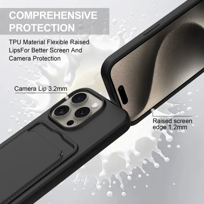Coque iPhone 12 / 12 Pro avec Mini Cordon Silicone et Porte-carte
