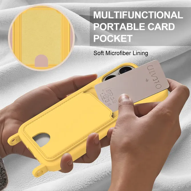 Coque iPhone 12 / 12 Pro avec Mini Cordon Silicone et Porte-carte