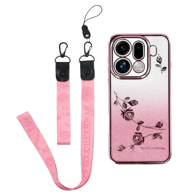 Coque Oppo Find X9 Pro 5G Fleur Strass Dégradé à Lanières