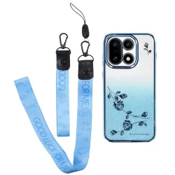 Coque OnePlus 15 Fleur Strass Dégradé à Lanières