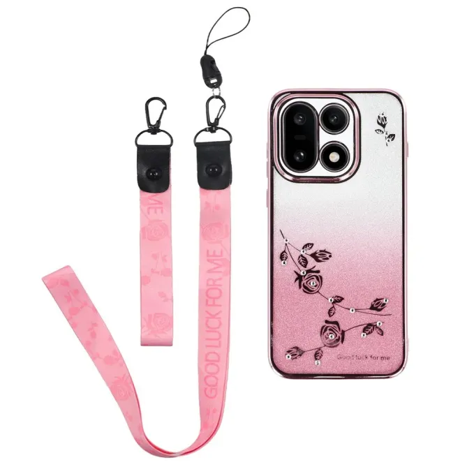 Coque OnePlus 15 Fleur Strass Dégradé à Lanières