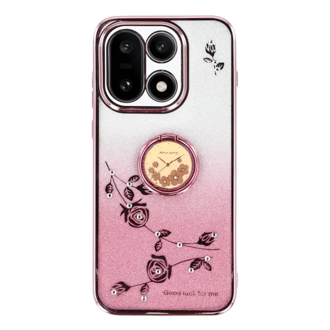 Coque OnePlus 15 Fleur Strass Dégradé avec Anneau