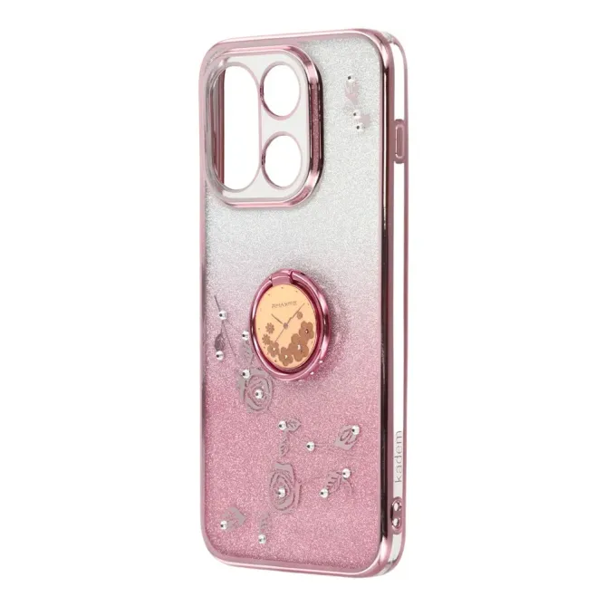 Coque OnePlus 15 Fleur Strass Dégradé avec Anneau