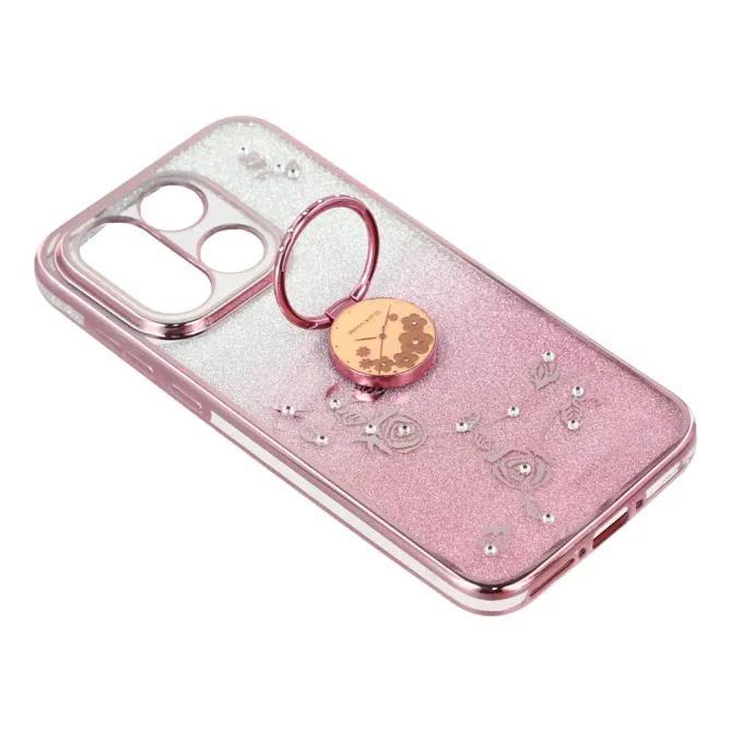 Coque OnePlus 15 Fleur Strass Dégradé avec Anneau