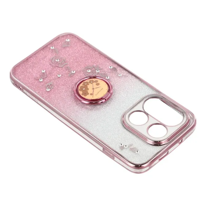 Coque OnePlus 15 Fleur Strass Dégradé avec Anneau
