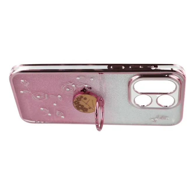 Coque OnePlus 15 Fleur Strass Dégradé avec Anneau