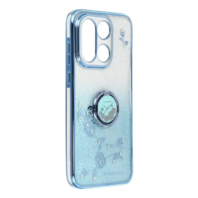 Coque OnePlus 15 Fleur Strass Dégradé avec Anneau