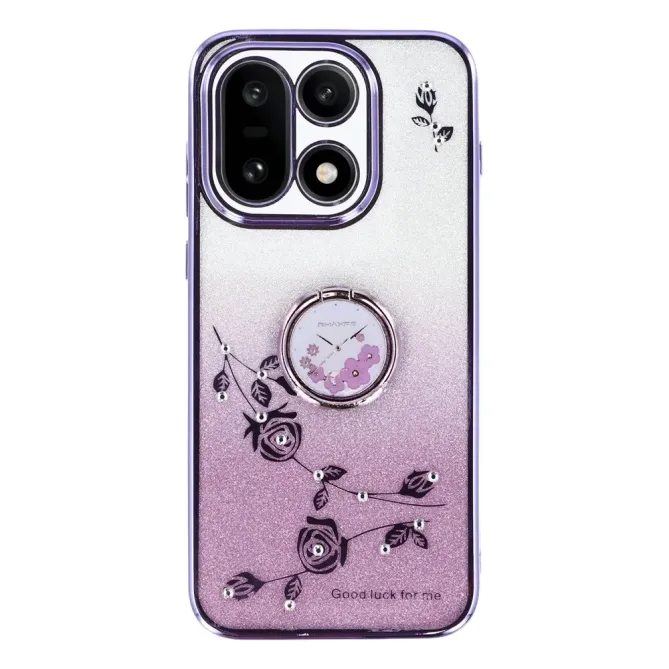 Coque OnePlus 15 Fleur Strass Dégradé avec Anneau