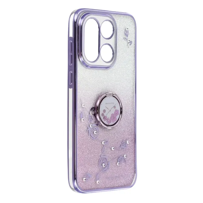 Coque OnePlus 15 Fleur Strass Dégradé avec Anneau