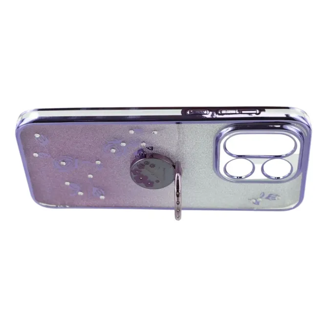 Coque OnePlus 15 Fleur Strass Dégradé avec Anneau