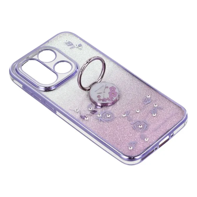 Coque OnePlus 15 Fleur Strass Dégradé avec Anneau
